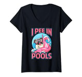 Womens I Pee In Pools - Funny Dog - Swimming Pool Jokes V-Neck T-Shirt