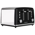 Daewoo Kensington Black 4 Slice Toaster Stainless Steel SDA1586GE 3yr Warranty