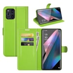 Oppo Find X3 Pro      Pu Wallet Case    [Green]