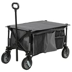 Outsunny Chariot de Plage, Chariot de Transport Pliable 4 Roues bâche Amovible poignée télescopique Inclinaison réglable Plateau Pliable et 5 Sacs de Rangement 108 x 55 x 93 cm Gris foncé