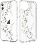 Coque Iphone 12 Mini Fleur De Cerisier Blanc Motif Transparente Housse Hybride Double Couche Arrière Rigide Pc + Antichoc Tpu Bumper Coque Iphone 12 Mini, 5.4 Pouces - Cerisier Blanc