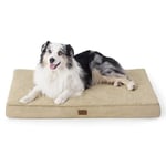 Bedsure Extra Large Dog Bed Washable - Orthopedic Dog Pillow and Mattress Mat for Dog Crate with Removable Plush Sherpa Cover, Beige, 104x74x9cm