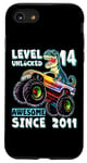 iPhone SE (2020) / 7 / 8 Level 14 Unlocked T Rex Monster Truck Dinosaur 14th Birthday Case