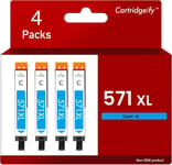 CLI-571XL Cyan Cartouche d'encre Compatible avec Canon CLI-571 XL C Multipack (4-Pack),pour Pixma MG5750 TS5050 MG5751 TS5055 MG5753 MG6850 MG6851 TS5051 TS5053 TS6050 MG7750