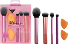 Real Techniques Everyday Essentials + Makeup Sponge Kit, 4 Makeup Brushes and 2