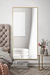 MirrorOutlet Grand Miroir Mural Moderne en métal doré arqué : 120 x 40 cm – Convient pour Chambre à Coucher, Salon, Dressing et espaces de Vie.