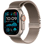 Apple Watch Ultra 2 GPS + Cellular 49mm Natural Titanium Milanese Loop L MX5T3 - Unisex - 49 mm - Smartklokke - Quartz med lader - Safirglass