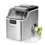 EUHOMY Machine à glaçons en acier inoxydable, 24 glaçons en 13 minutes, 24 kg/24 h, machine à glaçons gastro, auto-nettoyante, 3,2 l, avec pelle à glace et panier pour la maison, la cuisine, le