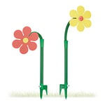 Relaxdays Fleur arroseuse lot de 2 arroseur jardin tuyau arrosage 6 mètres 360°C HxlxP: 105 x 28 x 28 cm, rouge/jaune