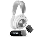 SteelSeries Arctis Nova Pro Wireless Multi-System Gaming Headset - Neodymium Magnetic Drivers - Active Noise Cancellation - Infinity Power System - ClearCast Gen 2Mic - PC, PS5, Switch, Mobile - White