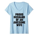 Womens Proud Husband of an Awesome Wife V-Neck T-Shirt