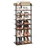 Mondeer Étagère à Chaussures à 7 Niveaux, Rangement des Chaussure en Bois Style Industriel pour Les Entrées Couloir Salon Chambres, 47 x 28 x 113 cm, Brune Rustique