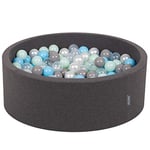 KiddyMoon Piscine À Balles pour Bébé Rond 90X30cm/300 Balles 7Cm Fosses À Boules Jouet Enfant, Gris Foncé:Perle/Gris/Transparent/Baby Blue/Menthe