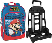 Detachable Removable Super Mario School Trolley Backpack