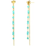 Boucles oreilles Orusbijoux  Boucles D'oreilles Pendantes Argent Doré Pierres Amazonite