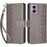 Coque pour Motorola Moto G04, Housse en Cuir PU Flip Pochette Portefeuille Étui avec Emplacement Carte Motorola Moto G24 / E14 Coque Magnétique Antichoc (Gris)