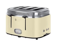 Russell Hobbs 4 Slice Toaster (Stainless steel with retro accents,Fast toasting, Countdown gauge, Lift & Look feature, Variable browning levels, Cancel, frozen & reheat function, Cream) Retro 21692