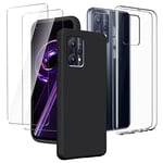 LYZXMY Coque pour Realme 9 Pro Transparent Housse + Noir Étui + [2 Pièces] Verre trempé écran Film Protecteur - Souple Silicone TPU Case Cover pour Realme 9 Pro (6.6")