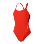 Speedo Maillot de Bain 1 Pièce Racerback uni, Natation Fitness, Doux au Toucher, Design Élégant Maillot de Bain pour Femme, Dragon Fire, S