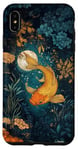 iPhone XS Max Gold Fish Moon Flowers Cottagecore Case