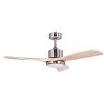 Kekai - Ventilateur Plafond Tramontana dc 132x40cm 55W Argent avec Pales en Bois, Lumière Réglable, Minuterie, Application Smart