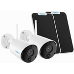 3MP Caméra Surveillance WiFi sans Fil sur Batterie, Vision Nocturne, Audio Bidirectionnel, Détection Personne, Argus eco +Panneau Solaire, 2 Pack