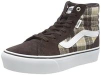 Vans Femme Filmore Hi Platform Basket, Plaid Mix Brown/White, 38 EU