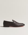 Santoni Braided Penny Loafers Dark Brown Calf