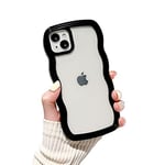 Ownest Compatible with iPhone 13 Case iPhone 14 Case with Transparent Cute Curly Simple Wave Case Aesthetic Design Bumper or Girls Women Soft TPU Protective for iPhone 13/14 6.1 Inch-Black