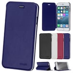 doupi Flip Cover pour iPhone 6 Plus / 6S Plus (5,5 Pouces), Étui à Rabat Magnétique Coque Style Livre Protection Housse avec Support, Bleu foncé