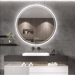 Wisfor LED badrumsspegel, 800 x 800 mm, rund upplyst väggmonterad sminkspegel, med demister Pad + Smart Touch Button Makeup Mirror