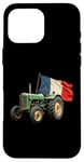 Coque pour iPhone 16 Pro Max Tracteur Agricole Vert Drapeau Français Agriculteur Ferme