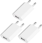 3 Pack Chargeur Usb 5v/1a Prise Usb Adaptateur Embout Chargeur Adaptateur Secteur Usb Compatible Iphone Samsung Huawei Pour Phone Pad Smartwatch Tablett