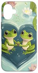 Coque pour iPhone 16 Plus Grenouille Cœur Bassin Saint-Valentin