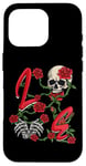 iPhone 16 Pro Love Rose Skeleton Flowers Bones Hearts Valentines Case