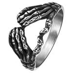 JewelryWe Bague Homme Acier Inoxydable: Bague Homme Gothique Punk avec Mains de Squelette et Cœur Style Vintage Rock Biker - Accessoire et Cadeau Halloween