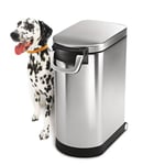 simplehuman CW1886 conteneur à croquettes pour chien, 30 litres 15 kg grand, rangement hermétique anti-odeurs, contenant à nourriture pour animaux, acier inoxydable brossé