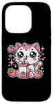 iPhone 14 Pro Funny Cat Kawaii Strawberry Milk Cartoon Anime For Women Case