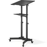 BONTEC Bureau Informatique Table Ordinateur Portable Mobile Réglable en Hauteur, Bureau Debout à roulettes, Poste de Travail/Chariot de Présentation/Ergonomique Plateforme Supérieure Inclinable