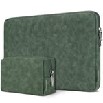 DOMISO 14 Pouces Imperméable Housse Sac de Protection Ordinateur Portable Sacoche pour 14" HP/Dell/ASUS, 15 Pouces MacBook Pro/14 Notebooks,Vert Encre