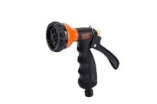 Black+Decker Seringue de jardin avec raccords de tuyau d'arrosage - 7 niveaux d'eau - Métal - Noir/orange