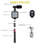 Monarqe Smartphone Camera Vlog Kit; Shotgun Mic | LED Light | Flexible Tripod |