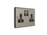 EUROLITE Enhance Black Nickel 2 Gang Double Plug Socket EN2SO BNB