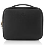 Vlando Trousse de Toilette à Suspendre pour Voyage d'affaires, Gym, Vacances et ménage, Organiseur de Maquillage étanche pour Femmes, Hommes et Enfants, Noir, 1.Medium-PU Leather, 1. Cuir PU Moyen