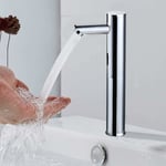 Robinet de lavabo à capteur infrarouge - Robinet de salle de bain automatique - à induction automatique (32 cm de hauteur)