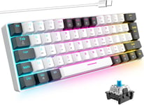 Ziyou Lang 60% Clavier Mecanique Gaming Rétro-Éclairage Commutateur Bleu Usb À Type-C Filaire Mini Compact Ergonomique Anti-Ghosting Pour Windows Mac Pc Ps4 Xbox Gamer Voyage(Blanc[Cla170520]