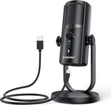 Microphone Usb Streaming Pour Pc Et Mac, Ordinateur Micro Pour Enregistrement De Jeu, Podcast, 4 Motifs De Pickup, Filtre Pop Intégré, Sortie Casque, Surveillance Microphone/Gain, Boutons Mute