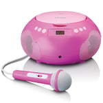 MINI CHAINE HIFI RADIO/LECTEUR CD PORTABLE AVEC. MIC ROSE