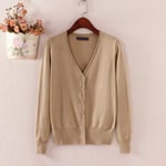 HKVML Women's Cardigan Knitted Sweater Long Sleeve Crochet Female Cardigan With Buttons Short Sweater Women Cardigans,Camel,S