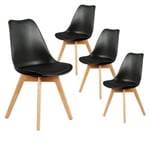 MEDALINE - Lot de 4 Chaises Scandinaves Noires